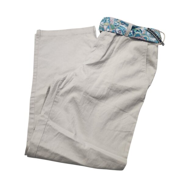 Caribbean Joe Let Go Passport Collection Womens Pants Size 14 Belted Beige - Picture 3 of 9